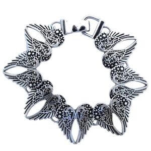 Vintage Angel Wings Heart “watch over me” Stainless Steel Bracelet